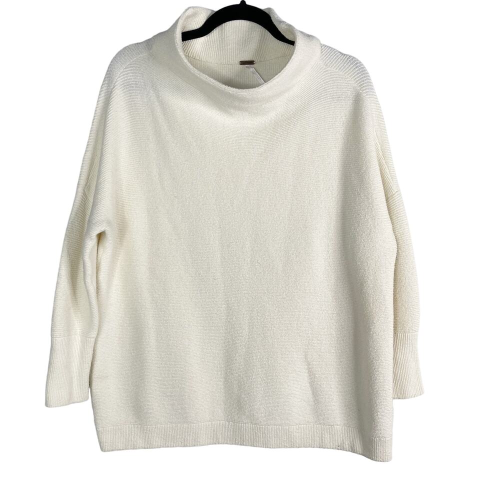 Free People Small Cream Ottoman Slouchy Tunic Sweater Pullover Cotton Oversized